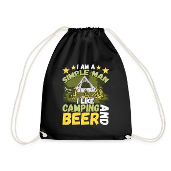 Ich Bin Ein Einfacher Mann Ich Mag Camping Bier - Turnbeutel - Schwarz - Vorne