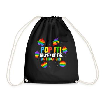 Pop It Grumpy of the Birthday Girl Fidget Kids - Drawstring Bag - black - Front