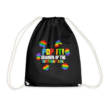 Pop It Grandpa of the Birthday Girl Fidget Kids - Drawstring Bag - black - Front