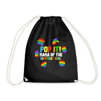 Pop It Nana of the Birthday Girl Fidget Kids - Drawstring Bag - black - Front