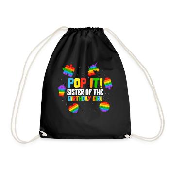 Pop It Sister of the Birthday Girl Fidget Kids - Drawstring Bag - black - Front