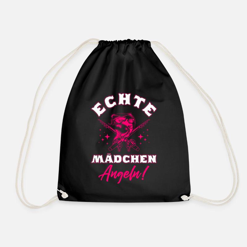 Echte Mädchen Angeln - Turnbeutel - Schwarz
