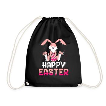 Joyeuses Pâques Dictons Easter Easter Egg Lapin de Pâques - Sac de sport léger - noir - Devant