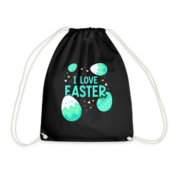 Ich Liebe Ostern Osterfest Osterei Osterhase - Turnbeutel - Schwarz - Vorne