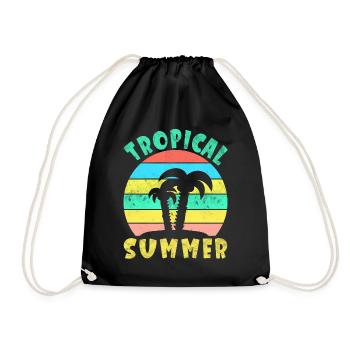Tropical Summer - Tropical Summer Holiday Palm - Drawstring Bag - black - Front