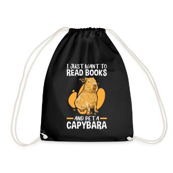 Bücher lesen und Capybaras streicheln - Turnbeutel - Schwarz - Vorne