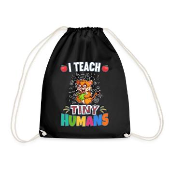 I Teach Tiny Humans Elementary School Teacher - Drawstring Bag - black - Front