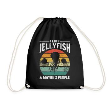 I like jellyfish & maybe 3 people jellyfish - Drawstring Bag - black - Front