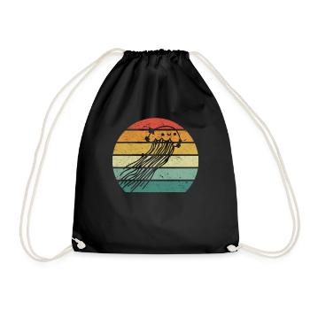 Jellyfish Lover Jellyfish Retro Qualle - Turnbeutel - Schwarz - Vorne