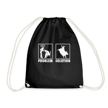 Bull riding Bull rider Rodeo Statement Problem - Drawstring Bag - black - Front
