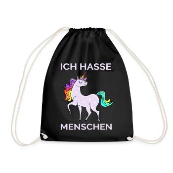 ICH HASSE MENSCHEN EINHORN - Turnbeutel - Schwarz - Vorne