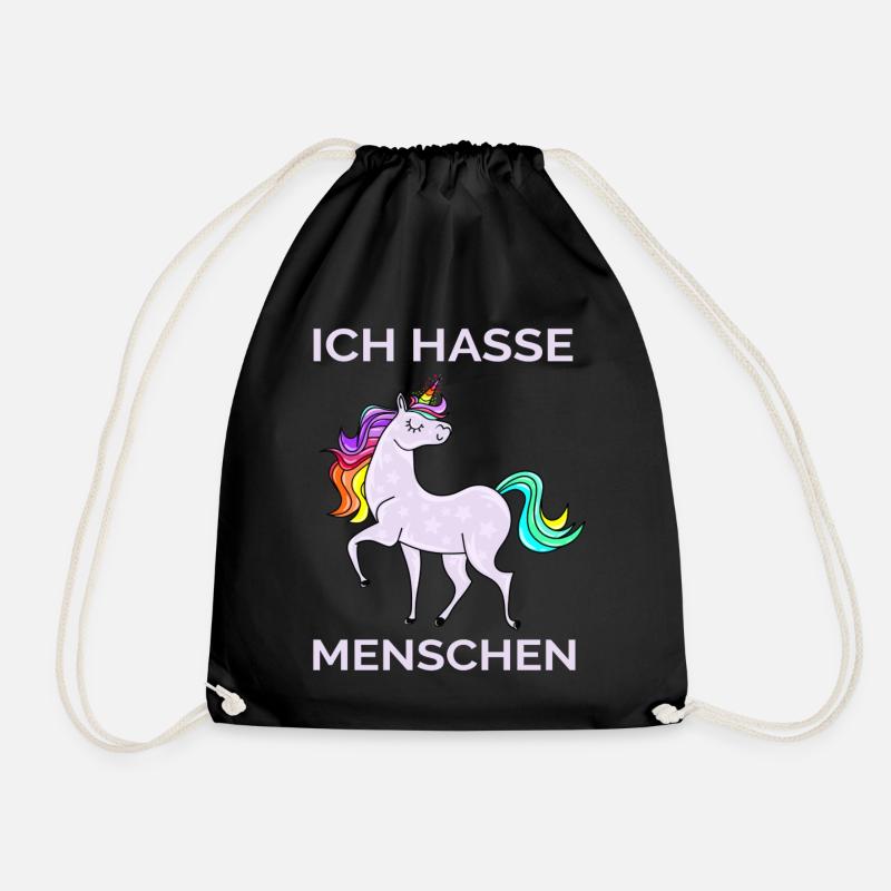 ICH HASSE MENSCHEN EINHORN - Turnbeutel - Schwarz