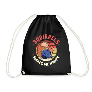 Squirrels Makes Me Happy Japanese Fox Eastern - Drawstring Bag - black - Front