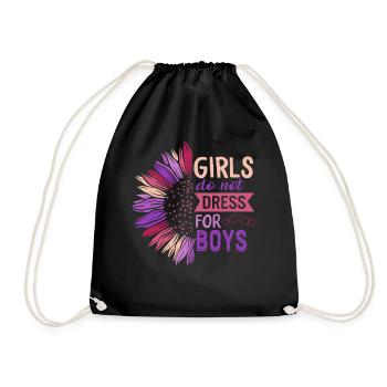 Feminist Shirt, Girls Do Not Dress For Boys - Drawstring Bag - black - Front