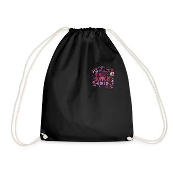 Feminist Shirt, Girls Support Girls Power Pocket - Drawstring Bag - black - Front