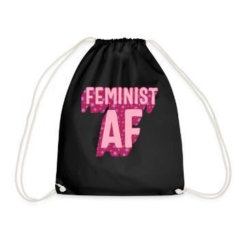 Feminist Shirt, Feminist Af Power, Empowerment - Drawstring Bag - black - Front