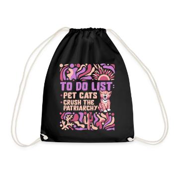 Feminist Shirt, To Do List Pet Cats Lover Cute - Drawstring Bag - black - Front