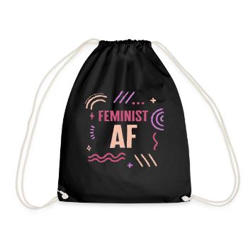 Feminist Shirt, Feminist Af Power, Empowerment - Drawstring Bag - black - Front