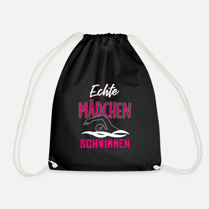 Echte Mädchen schwimmen - Turnbeutel - Schwarz