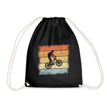Mountain Bike Retro - Drawstring Bag - black - Front