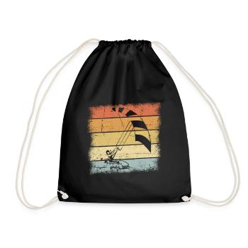 Kiteboarding Sunset Retro Design - Turnbeutel - Schwarz - Vorne