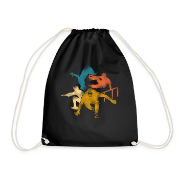 Parkour Free Running Traceur Retro - Drawstring Bag - black - Front