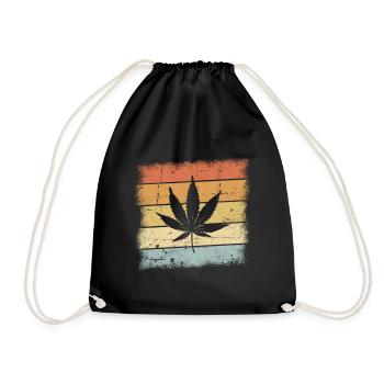 Cannabis Retro - Turnbeutel - Schwarz - Vorne