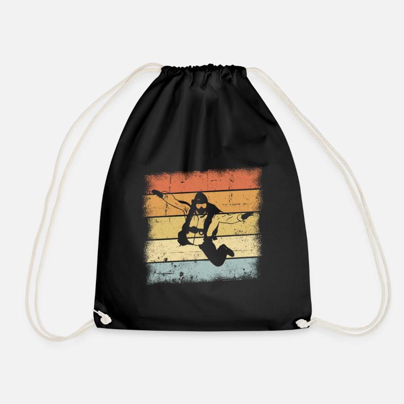 Skydiving Retro - Drawstring Bag - black