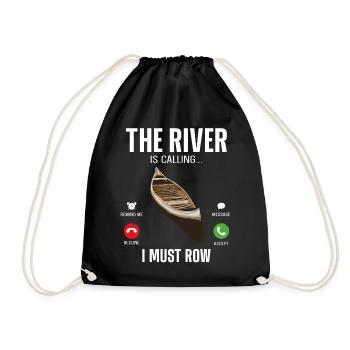 Canoe Canoeing Vintage Phone - Drawstring Bag - black - Front