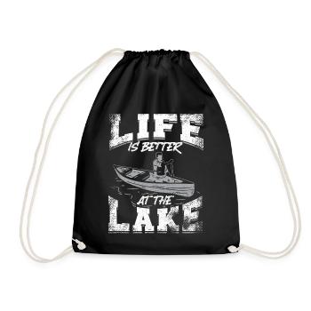 Canoe Canoeing Vintage Life Is - Drawstring Bag - black - Front