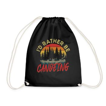 Canoe Canoeing Vintage Retro I'd - Drawstring Bag - black - Front