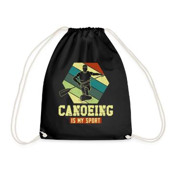Canoe Canoeing Racing Canoe - Drawstring Bag - black - Front