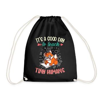 Good Day To Teach Tiny Humans Elementary Teacher - Drawstring Bag - black - Front