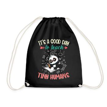 Good Day To Teach Tiny Humans Elementary Teacher - Drawstring Bag - black - Front