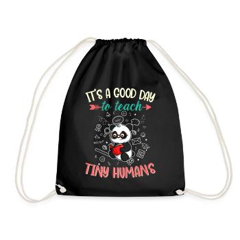 Good Day To Teach Tiny Humans Elementary Teacher - Drawstring Bag - black - Front