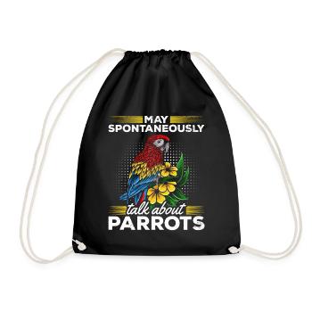 I can spontaneously talk about parrots Funnier - Drawstring Bag - black - Front