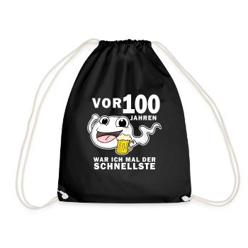 100 Jahre - 100. Geburtstag lustig Spruch - Turnbeutel - Schwarz - Vorne