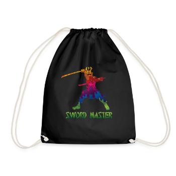 Sword Master Kenjusu Kata Katana Samurai Kendo - Drawstring Bag - black - Front