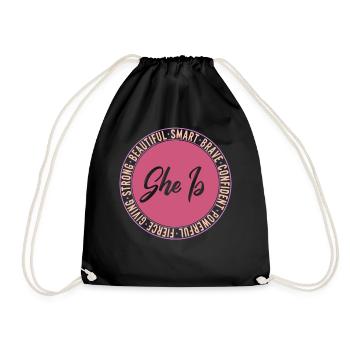 Feminist Shirt, She Is Women Empowerment Facts, - Drawstring Bag - black - Front