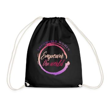 Feminist Shirt, Empowered Women Empowered The - Drawstring Bag - black - Front