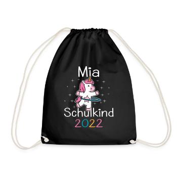 Einschulung 2022 Mia Einhorn Erstklässler 2022 - Turnbeutel - Schwarz - Vorne