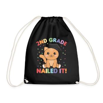 Kids 2nd Grade nailed it Katze Graduation - Turnbeutel - Schwarz - Vorne