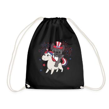 Hund mit Einhorn für den vierten Juli Feuerwerk - Turnbeutel - Schwarz - Vorne