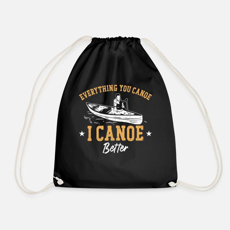 Canoe Canoeing Vintage Anything - Drawstring Bag - black