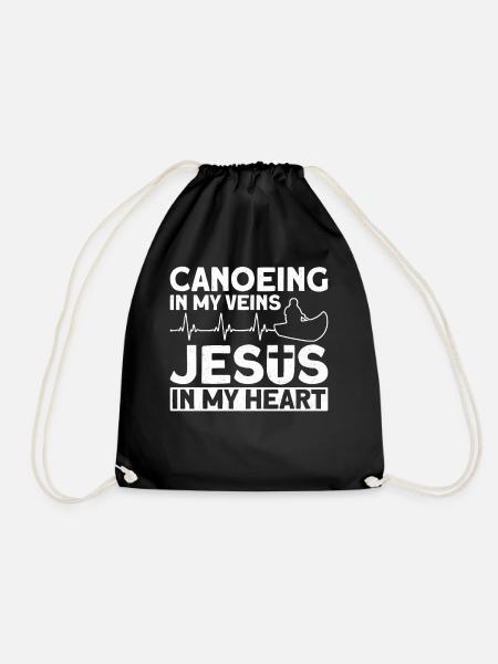 Canoe Canoeing Jesus Faith Vintage - Turnbeutel - Schwarz