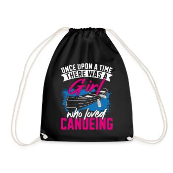 Canoe Canoeing Girl Once Upon A - Drawstring Bag - black - Front
