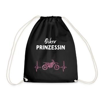 Prinzessin Motorrad Motorradfahrerin - Turnbeutel - Schwarz - Vorne