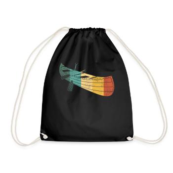Canoe Canoeing Retro Vintage - Turnbeutel - Schwarz - Vorne