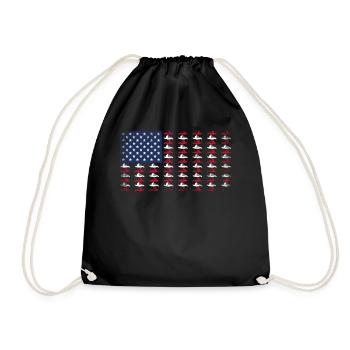 Canoe Canoeing Usa American Flag - Drawstring Bag - black - Front