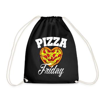 Funny Pizza Friday Pizza Party Food Lovers - Drawstring Bag - black - Front